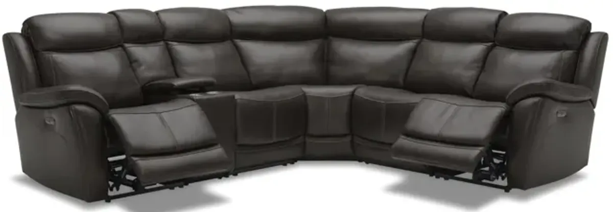 Emery 6 Piece Leather Power Reclining Sectional