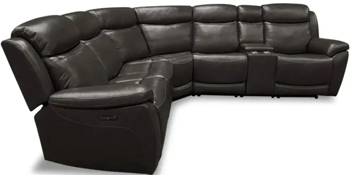 Emery 6 Piece Leather Power Reclining Sectional