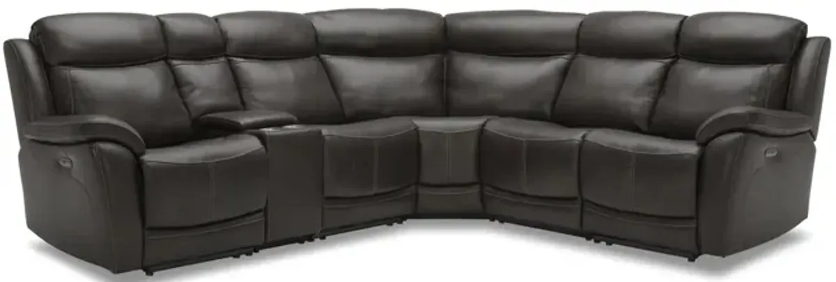 Emery 6 Piece Leather Power Reclining Sectional