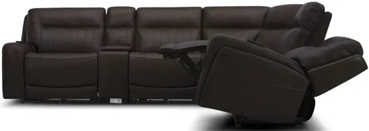 Furrow 6 Piece Leather Power Reclining Sectional