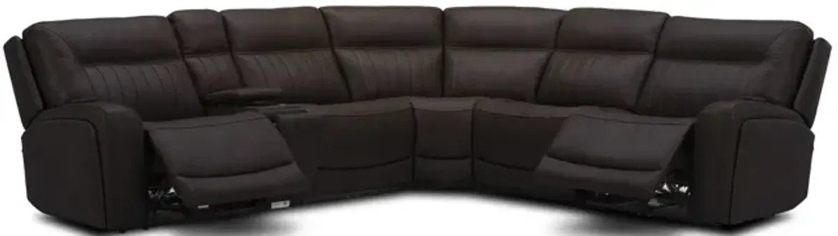 Furrow 6 Piece Leather Power Reclining Sectional