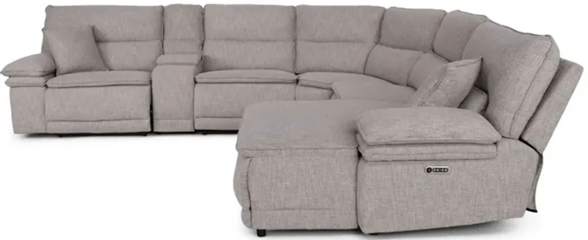 Leo 6 Piece Power Reclining Modular Sectional with Right Chaise