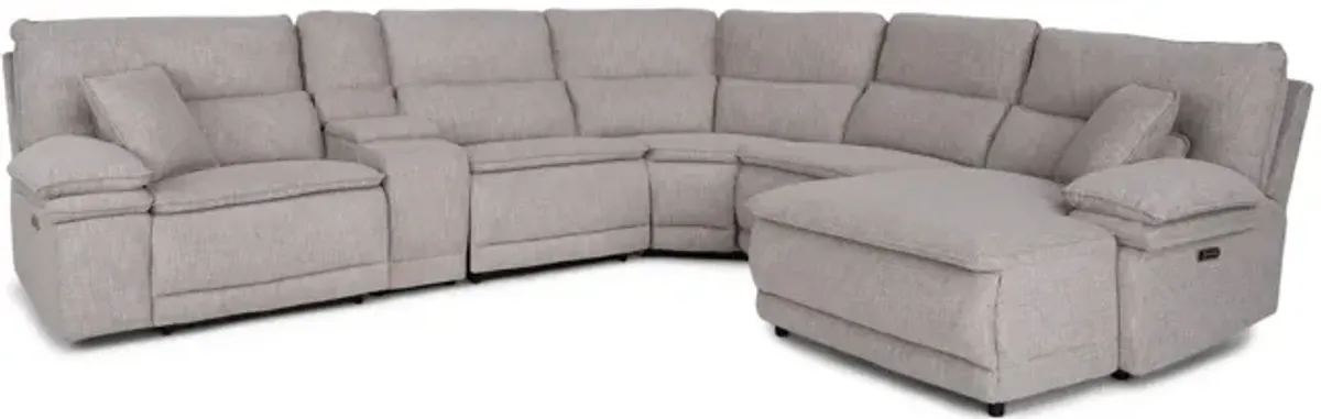 Leo 6 Piece Power Reclining Modular Sectional with Right Chaise
