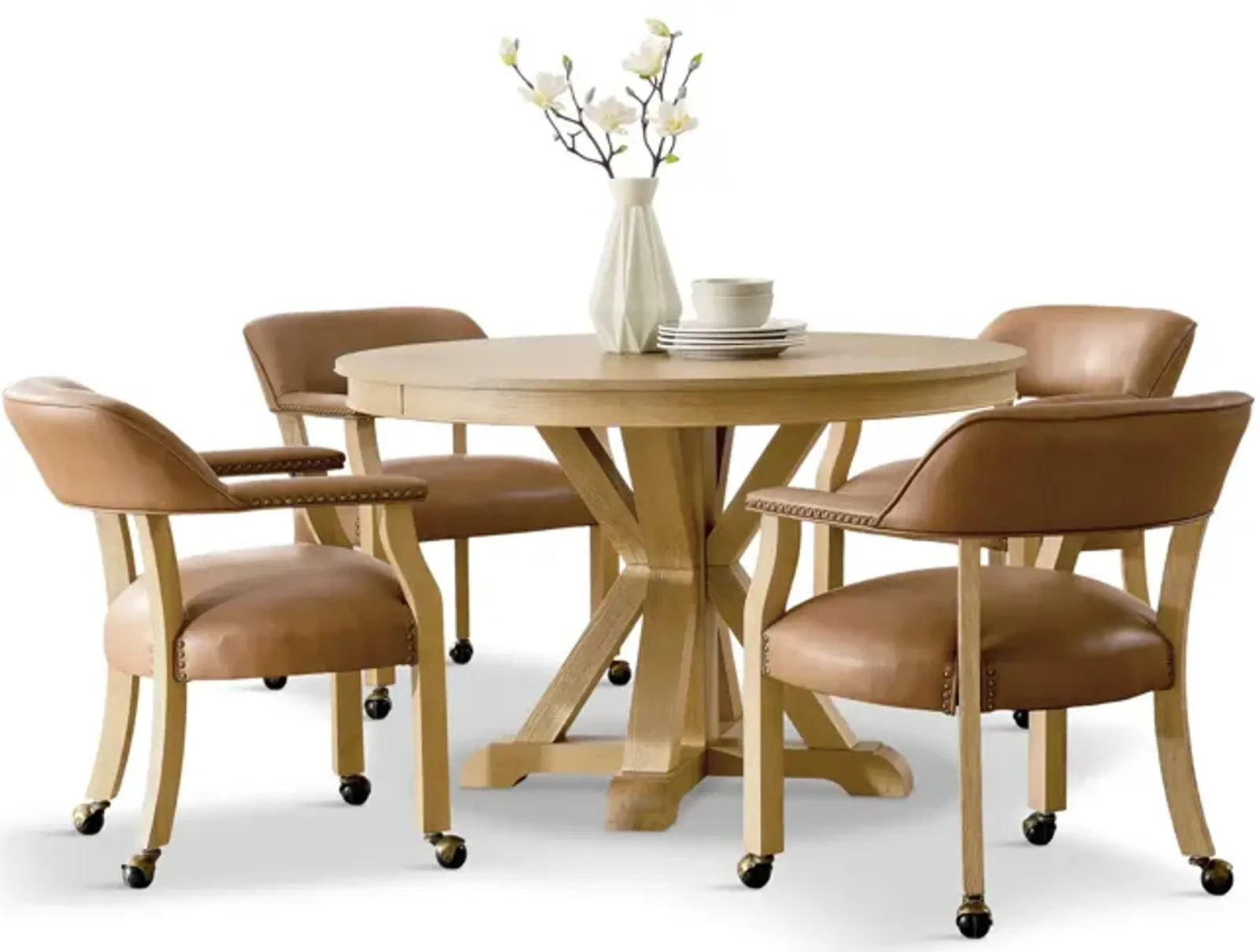 Rylie 48  Round Table With 4 Caster Chairs