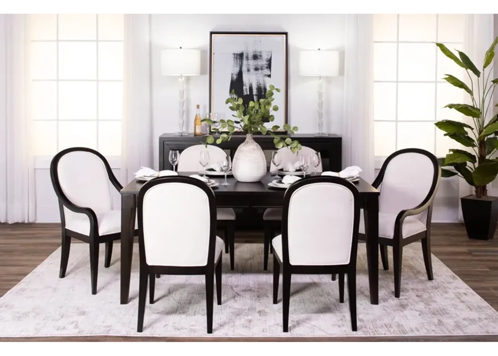 Layla Dining Table With 4 Side Chairs And 2 Arm Chairs