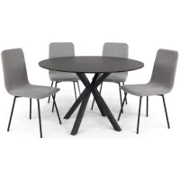 Asterisk 48  Round Dining Table With 4 Bray Chairs