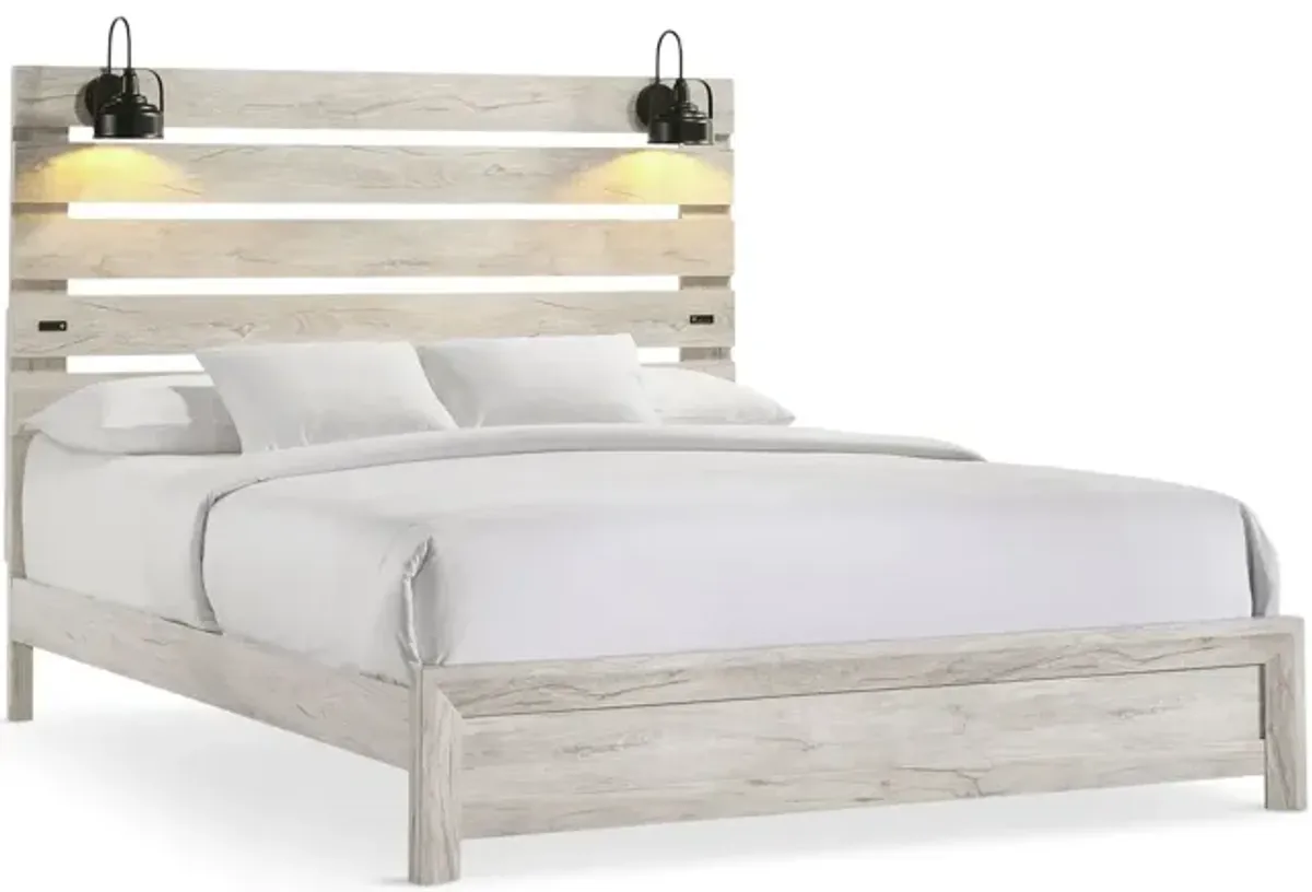 Winnie King Bed With Lights - White