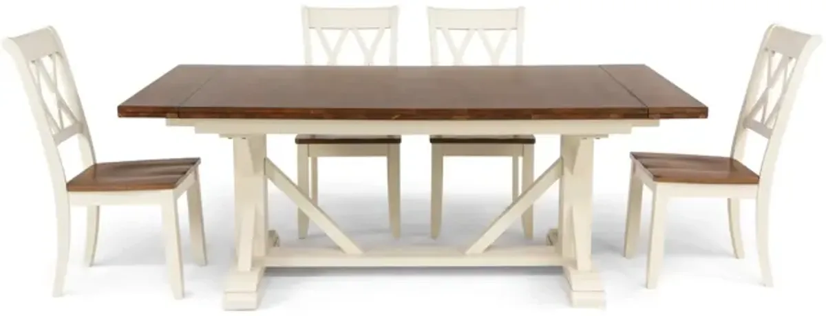 Hamilton II Trestle table with 4 X Back side chairs