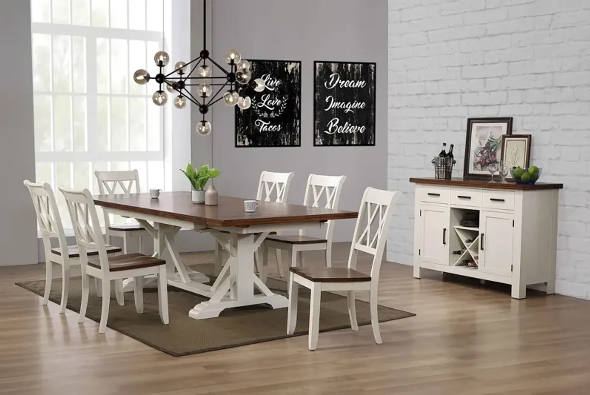 Hamilton II Trestle table with 4 X Back side chairs