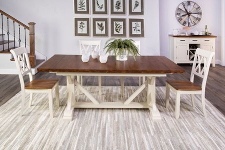 Hamilton II Trestle table with 4 X Back side chairs