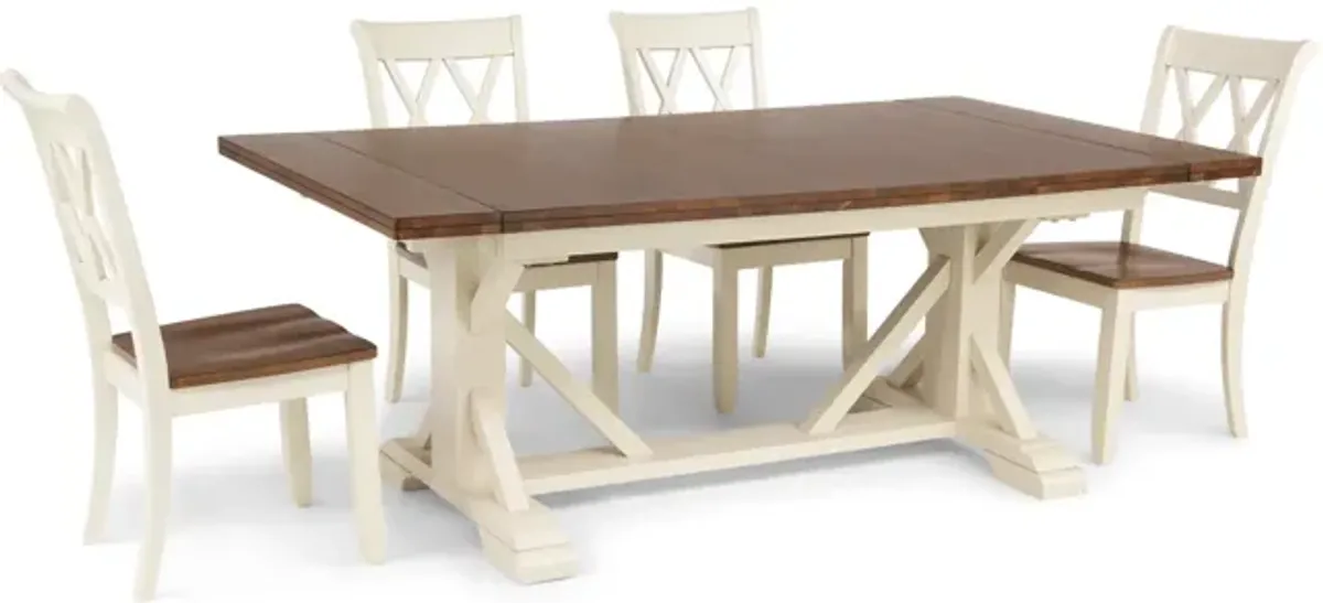 Hamilton II Trestle table with 4 X Back side chairs