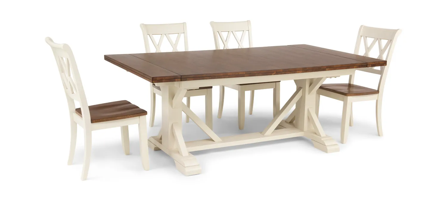 Hamilton II Trestle table with 4 X Back side chairs