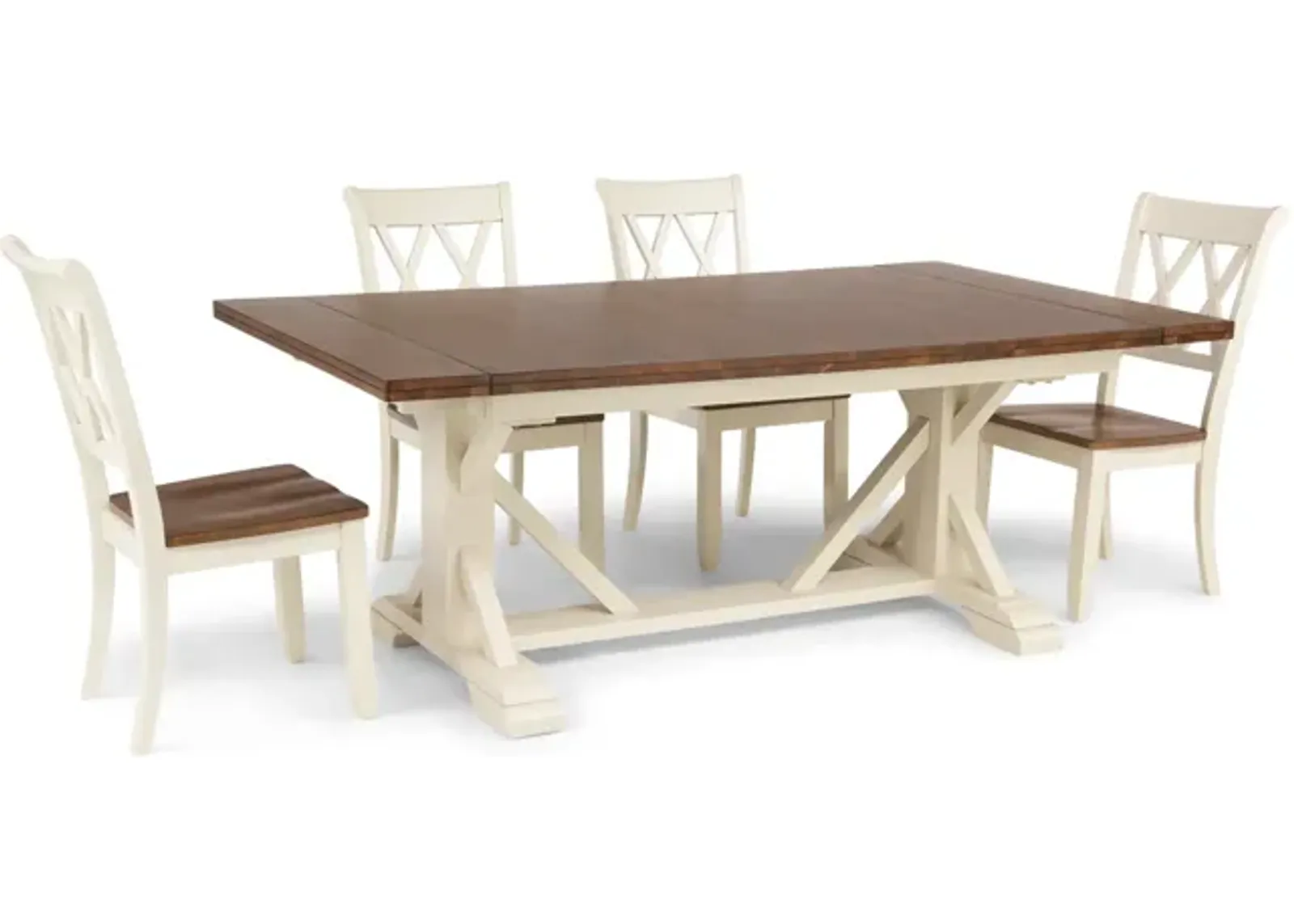 Hamilton II Trestle table with 4 X Back side chairs