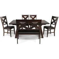 Sheridan II Dining Table with 4 chairs and bench