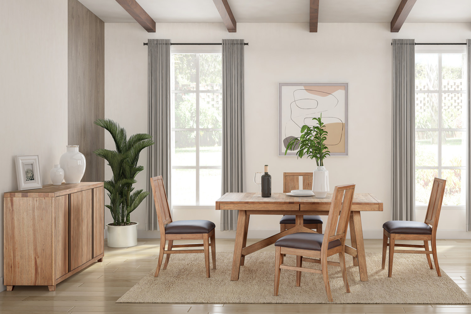 Casual Loft Dining Table With 4 Side Chairs