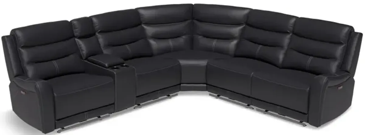 Steven 6 Piece Leather Power Reclining Modular Sectional