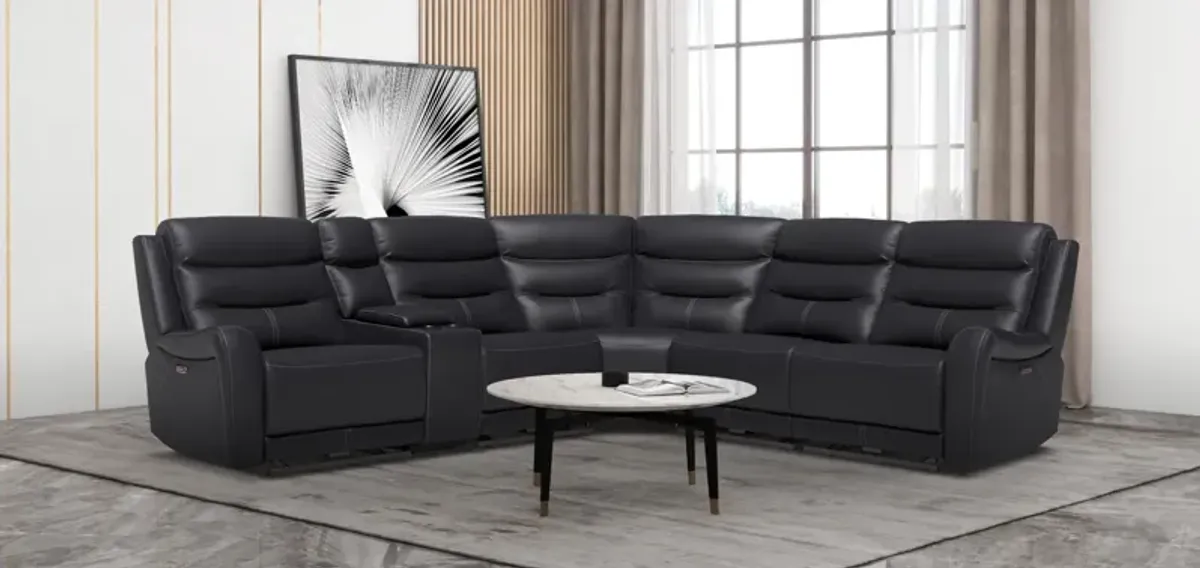 Steven 6 Piece Leather Power Reclining Modular Sectional