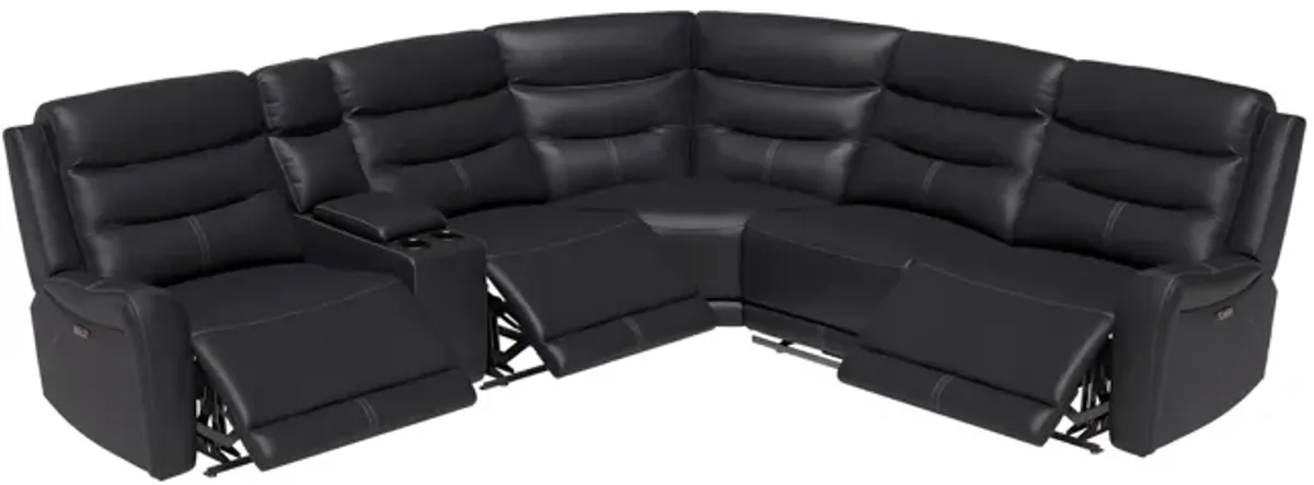 Steven 6 Piece Leather Power Reclining Modular Sectional