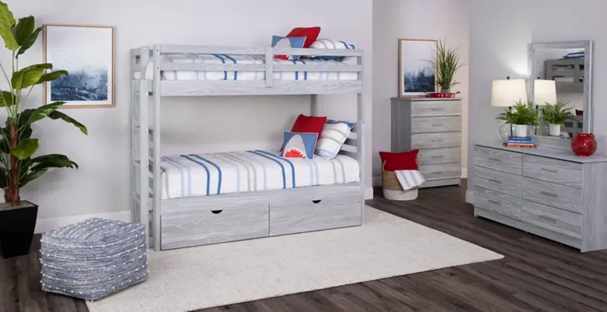 Skyler Twin Twin Bunk With Ladder - Aspen Grey