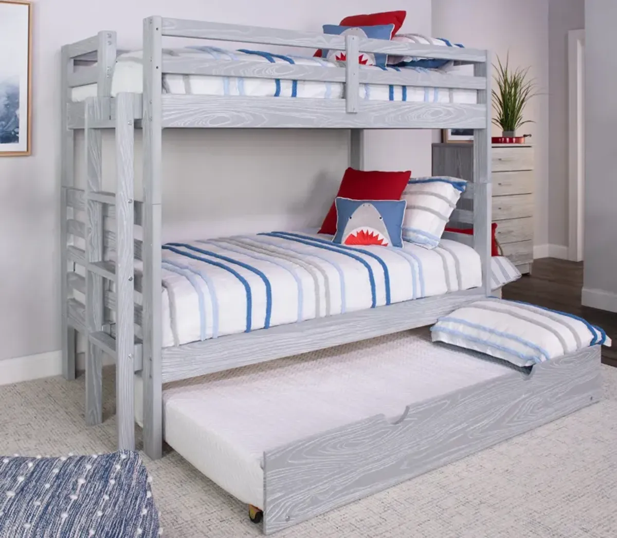 Skyler Twin Twin Bunk With Ladder - Aspen Grey