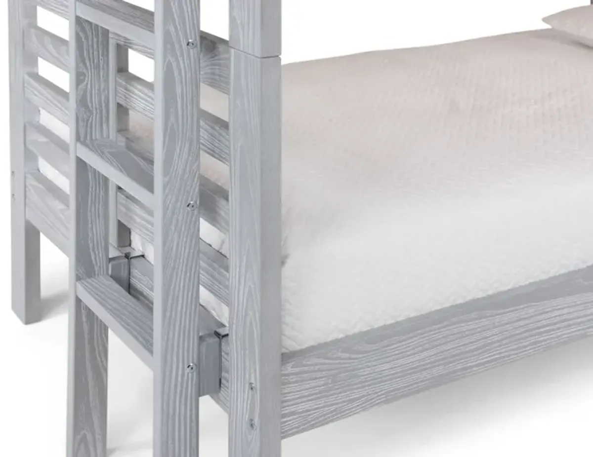 Skyler Twin Twin Bunk Bed With Ladder - Grey