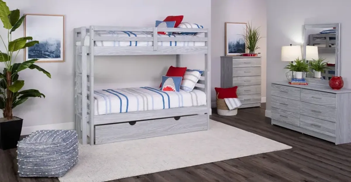 Skyler Twin Twin Bunk With Ladder - Aspen Grey