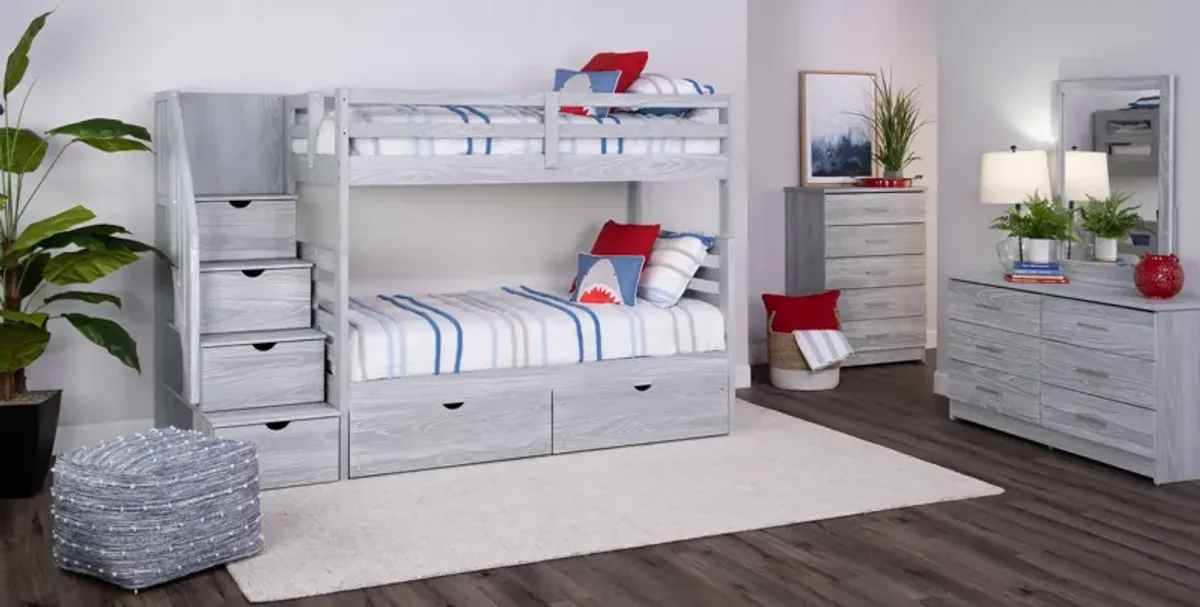 Skyler Twin Twin Bunk With Stairs - Aspen Grey