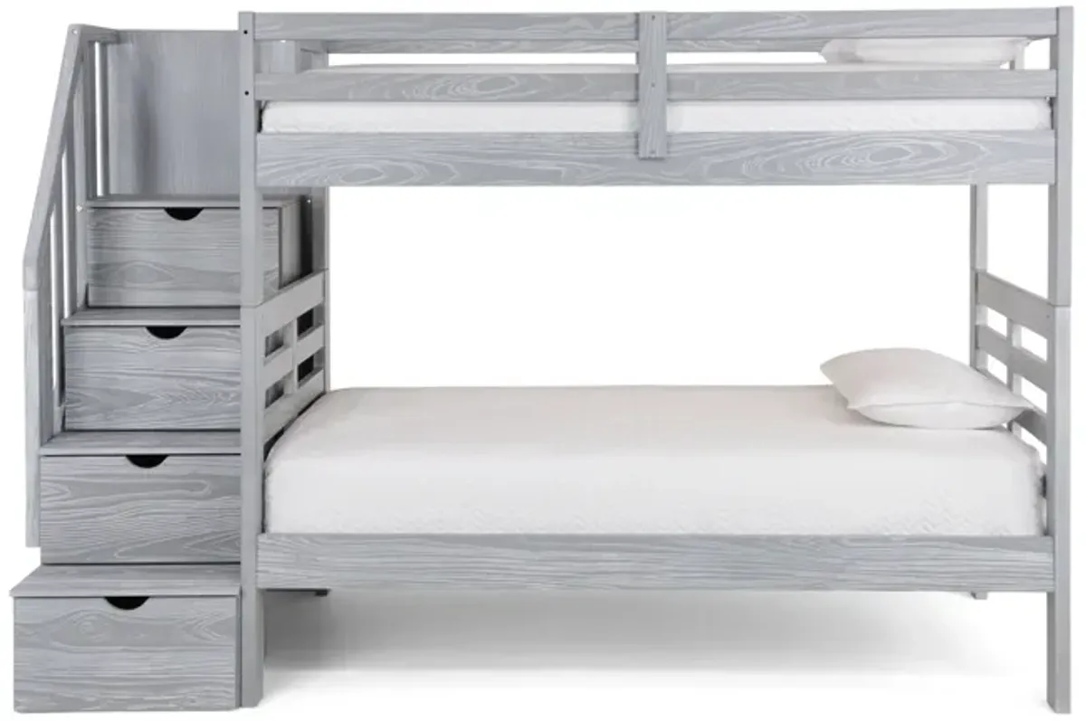 Skyler Twin Twin Bunk With Stairs - Aspen Grey