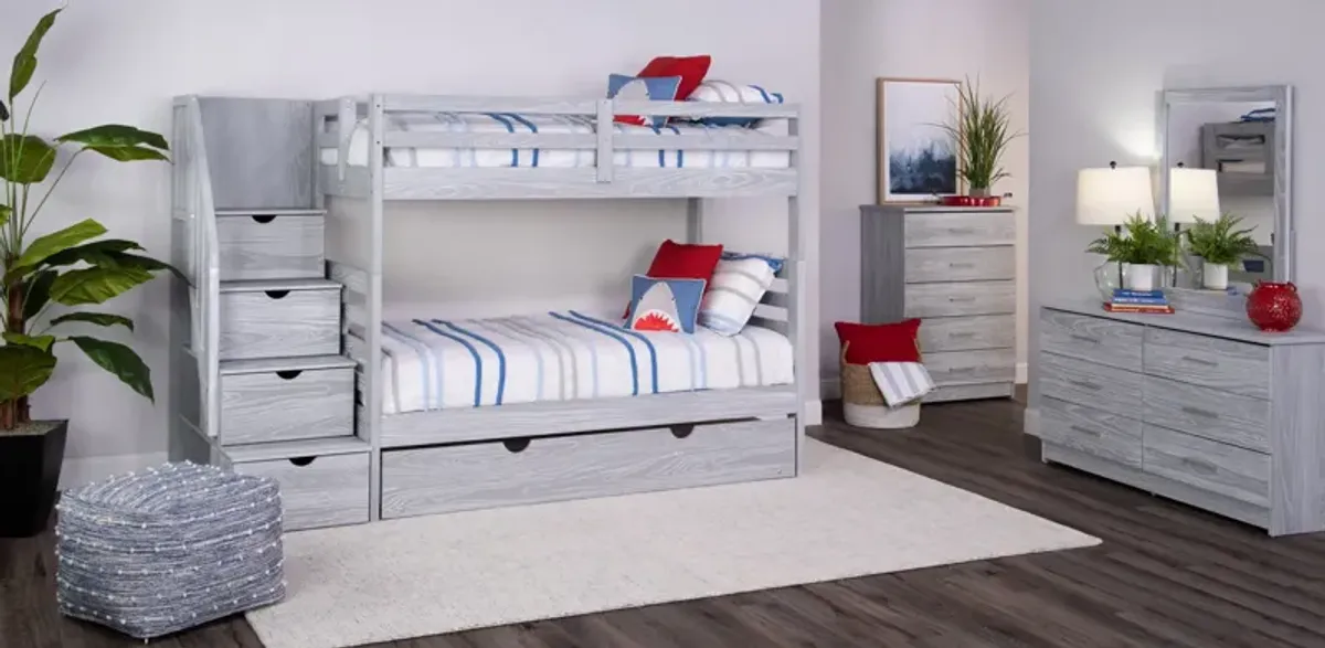 Skyler Twin Twin Bunk With Stairs - Aspen Grey