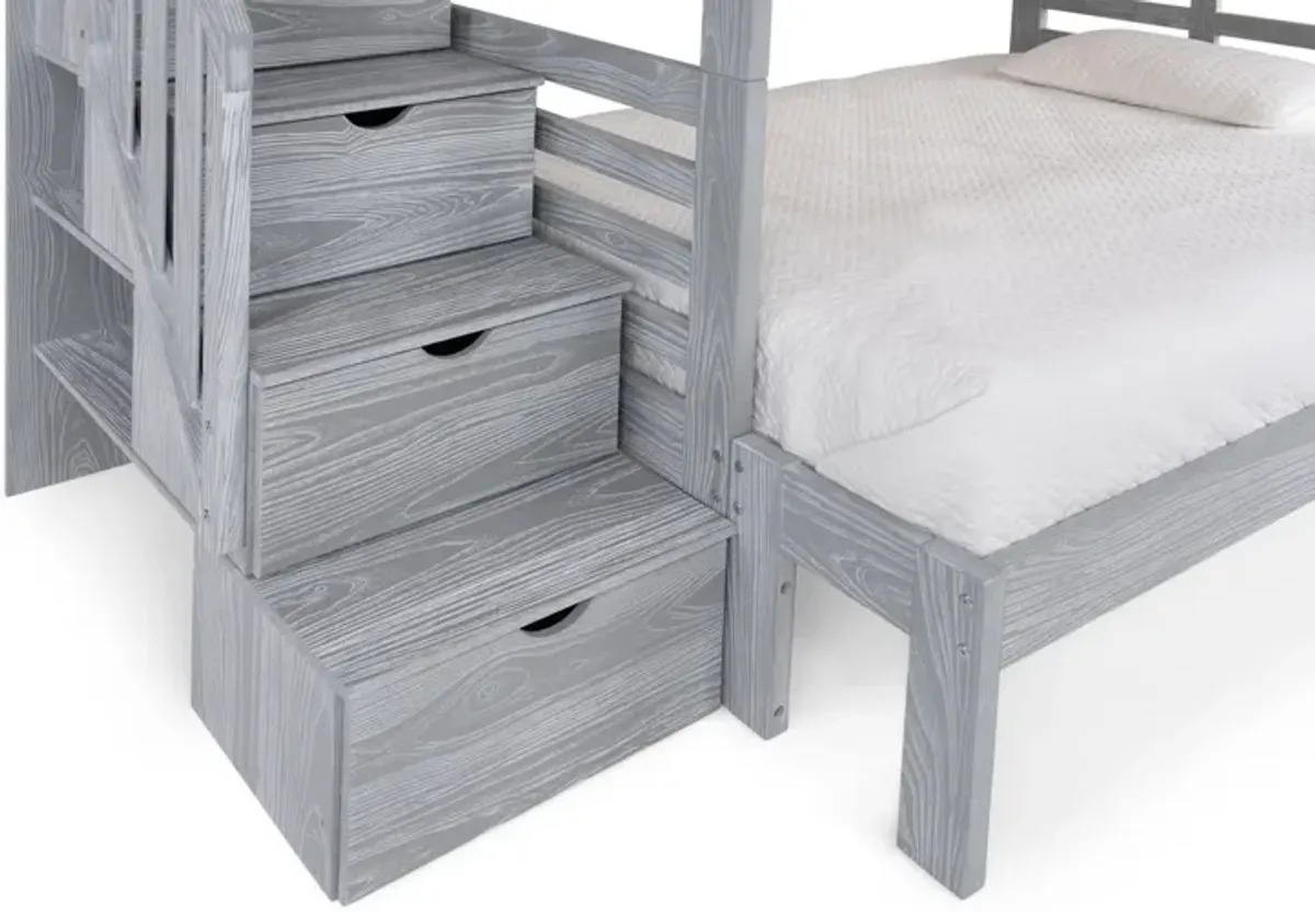 Skyler Twin Full Bunk With Stairs - Aspen Grey