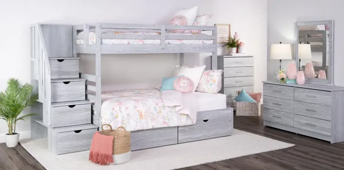 Skyler Twin Full Bunk With Stairs - Aspen Grey