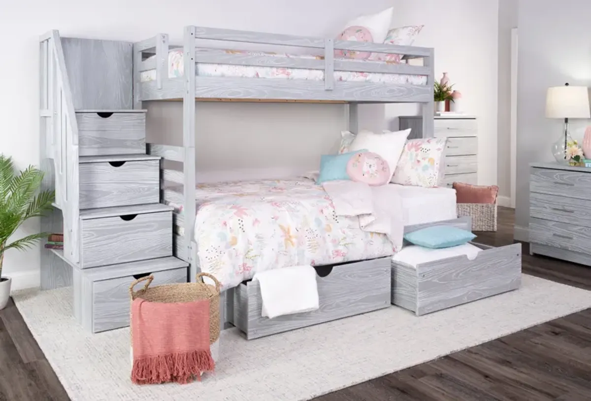 Skyler Twin Full Bunk With Stairs - Aspen Grey