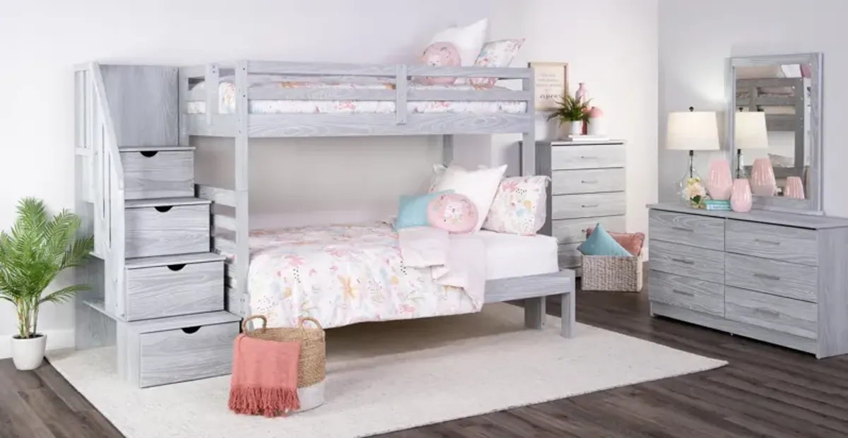 Skyler Twin Full Bunk With Stairs - Aspen Grey