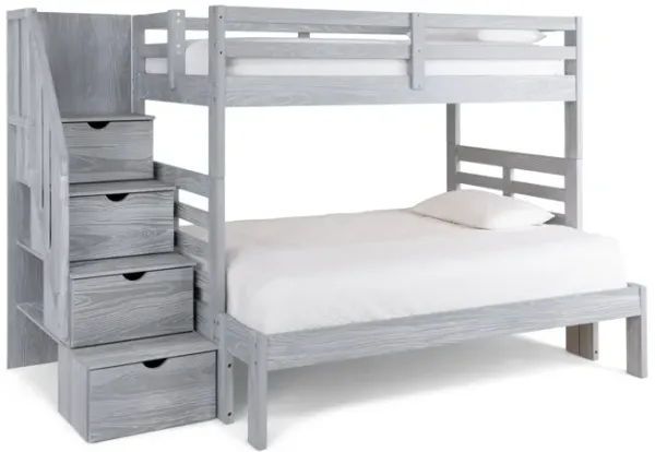 Skyler Twin Full Bunk Bed With Stairs - Grey