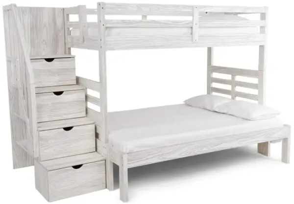 Skyler Twin Full Bunk Bed With Stairs - White