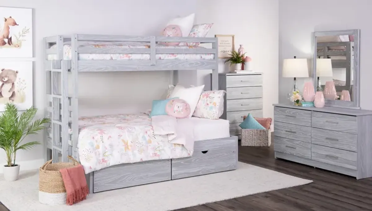 Skyler Twin Full Bunk With Ladder - Aspen Grey