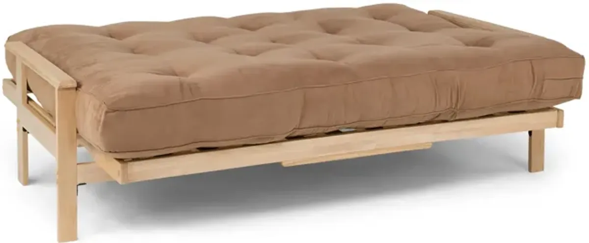 Kennedy Futon Natural Finish With 10  Mocha Futon Mattress