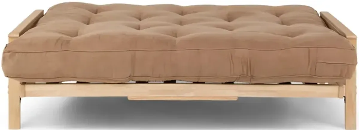 Kennedy Futon Natural Finish With 10  Mocha Futon Mattress