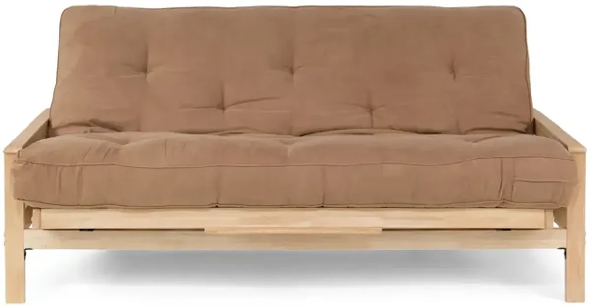 Kennedy Futon Natural Finish With 10  Mocha Futon Mattress