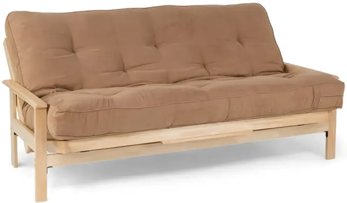 Kennedy Futon Natural Finish With 10  Mocha Futon Mattress