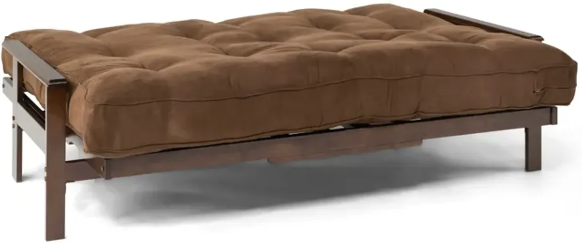 Kennedy Futon Walnut Black With 10  Dark Brown Futon Mattress