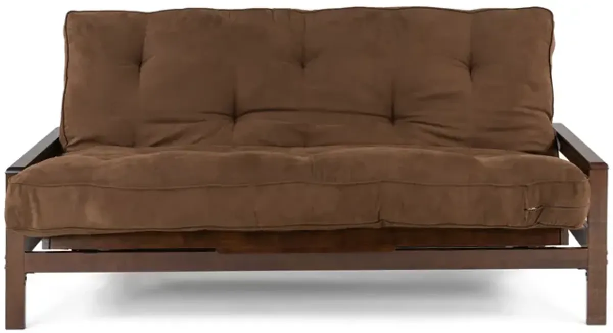 Kennedy Futon Walnut Black With 10  Dark Brown Futon Mattress