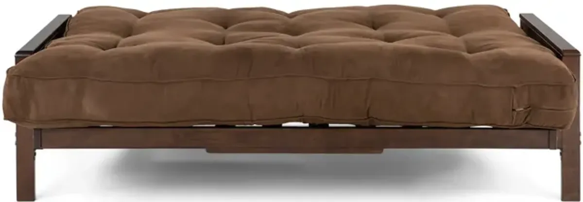 Kennedy Futon Walnut Black With 10  Dark Brown Futon Mattress