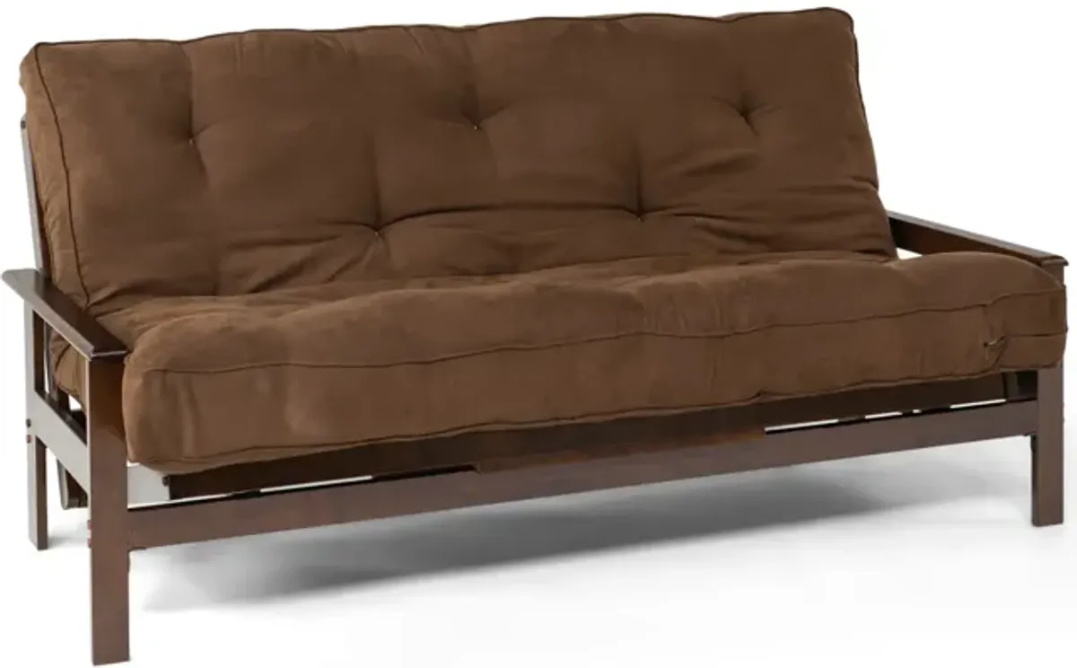 Kennedy Futon Walnut Black With 10  Dark Brown Futon Mattress