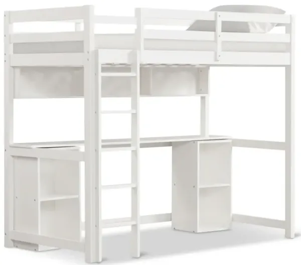 Scout Loft Bed With Desk And Ladder - White