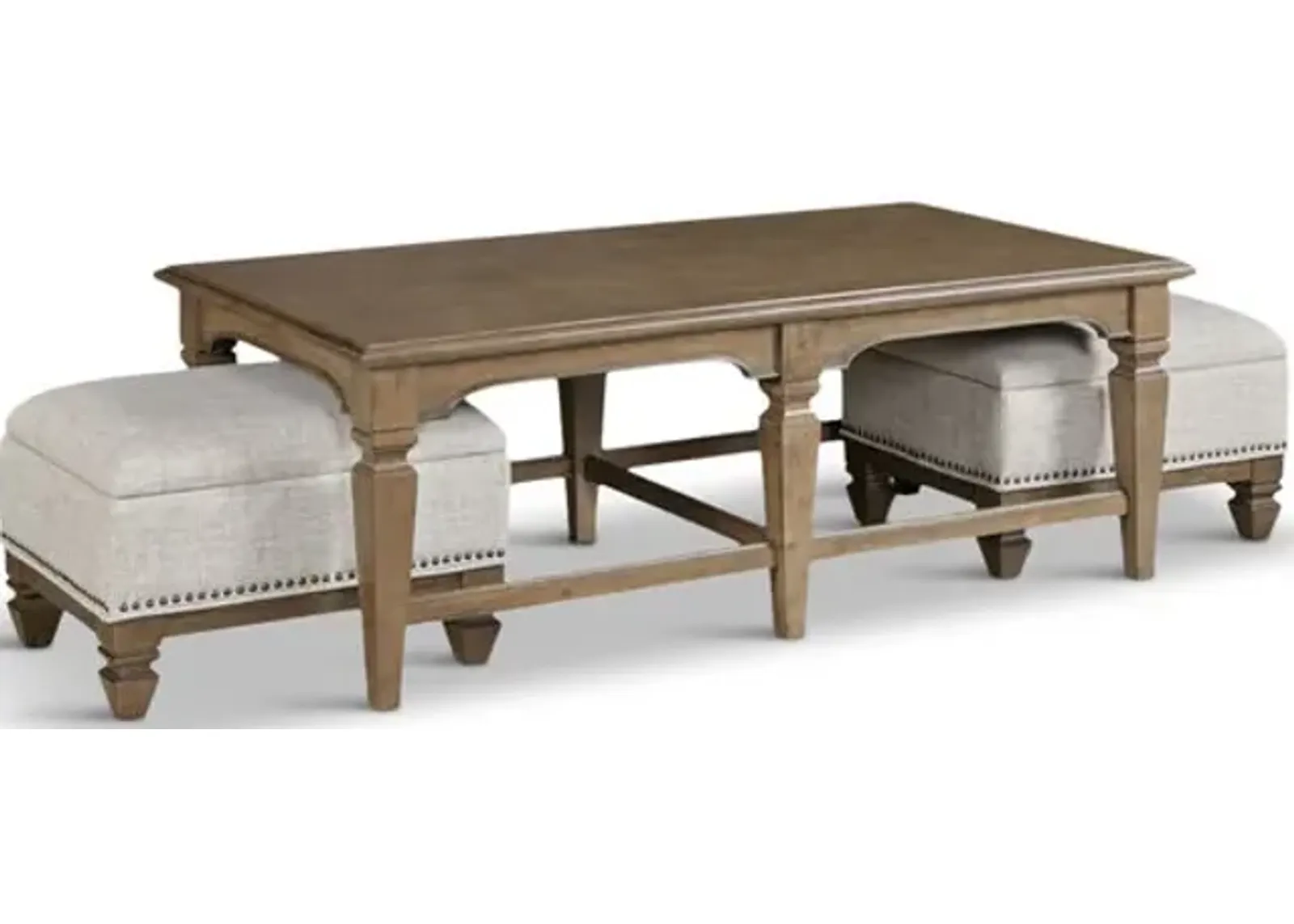 Ingrid Coffee Table with 2 Storage Ottomans