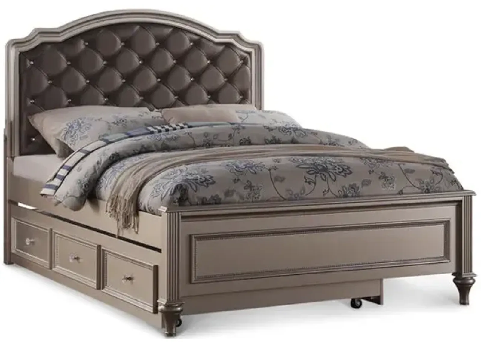 Chantilly Twin Upholstered Bed - Silver