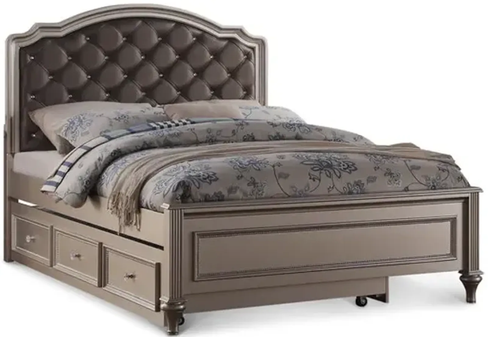 Chantilly Twin Upholstered Bed - Silver