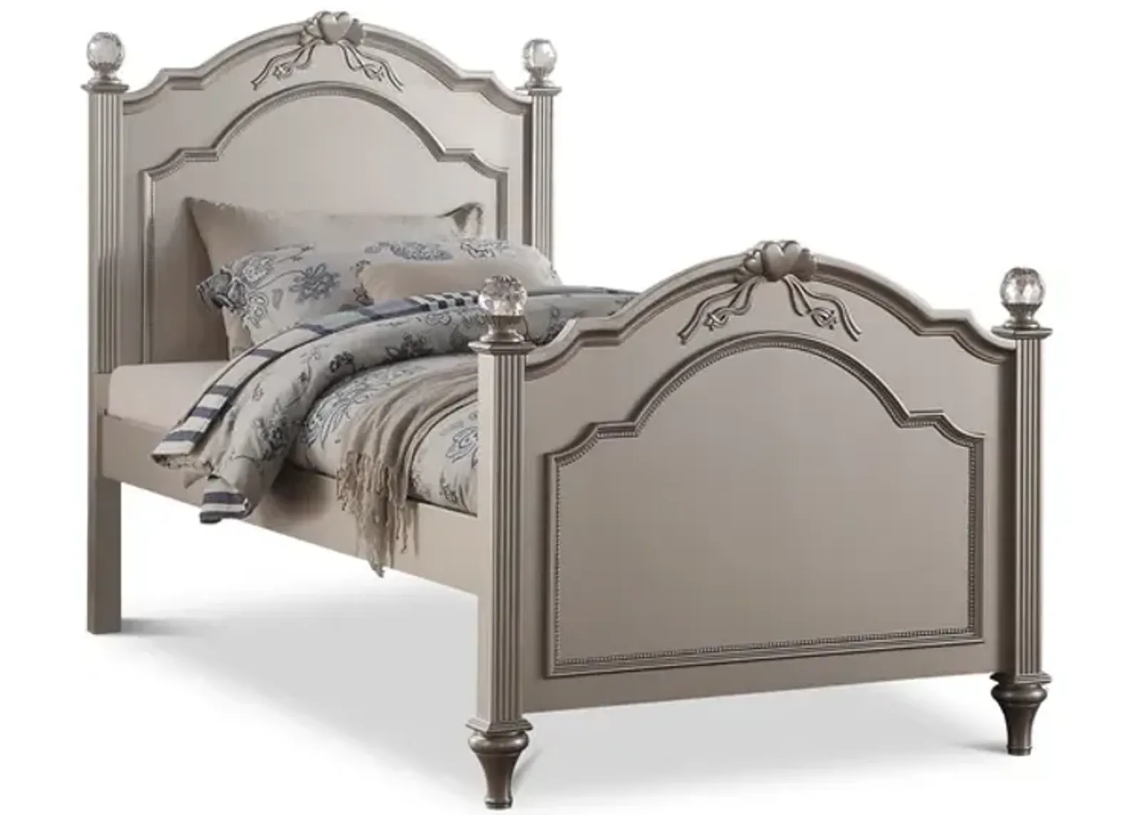 Chantilly Twin Post Bed - Silver