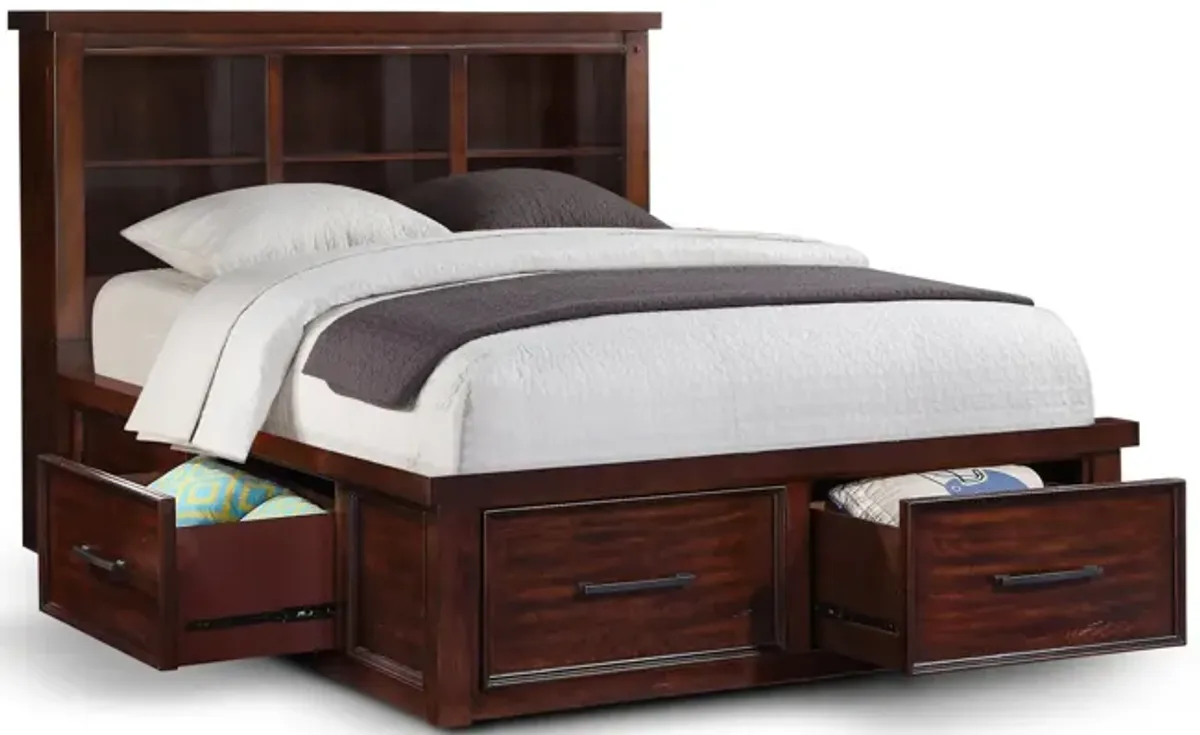 Delray Full Bookcase Storage Bed - Storage On All Sides